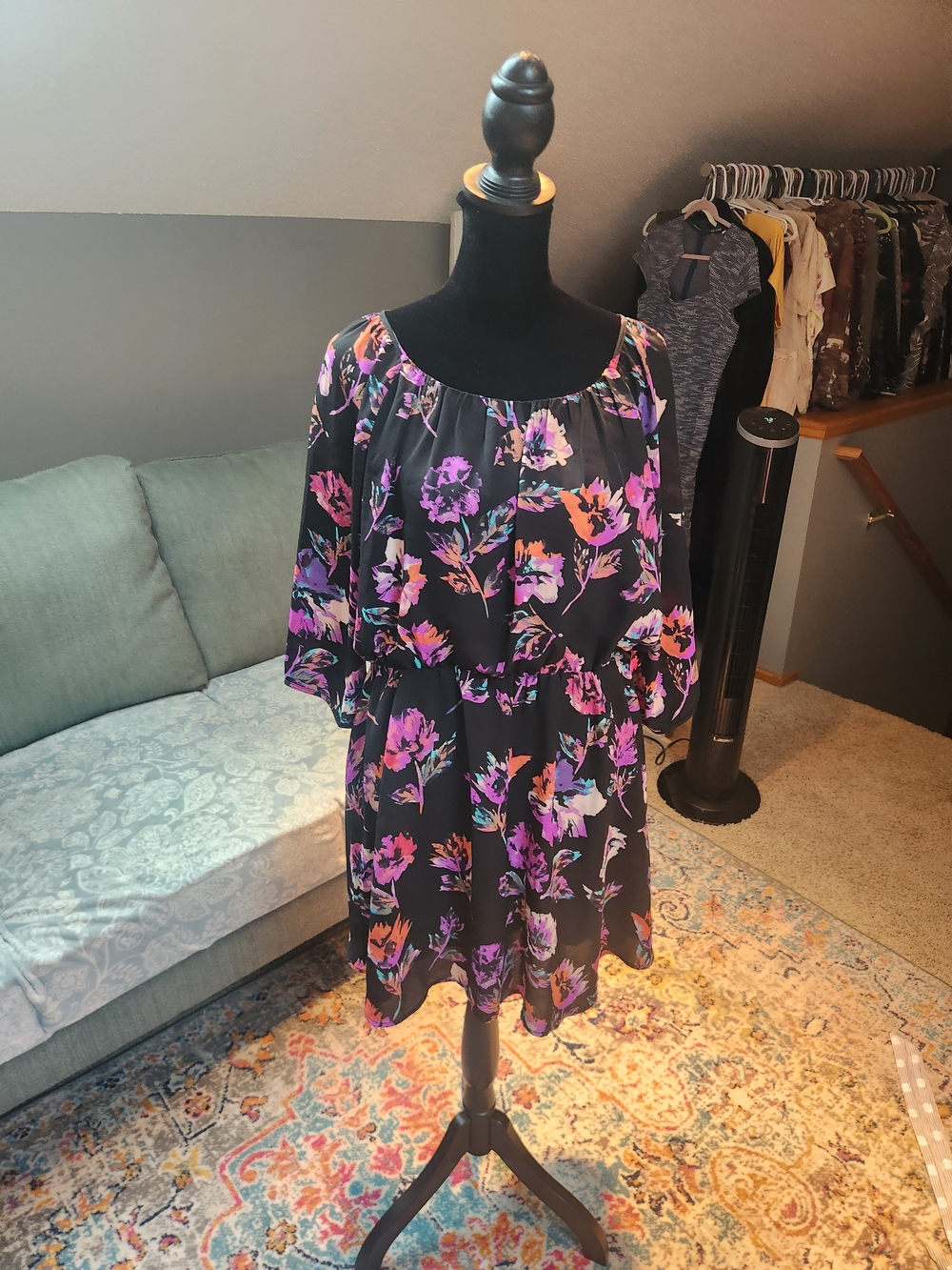 forever 21 floral black dress | Dresses | Forever 2 Purple Pink Medium Pretty Color:AS Photo ( Blue ) Full length Fuchsia Dress A-Line Shirt Dress –